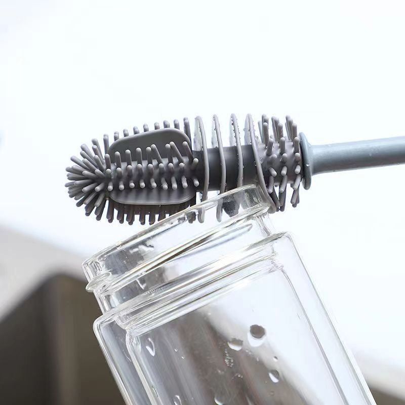 Wash Cup Artifact Rotating Cup Brush Milk Bottle Brush Special Long Handle Gap Tea Stain Cleaning Silicone Brush Silicone Brush