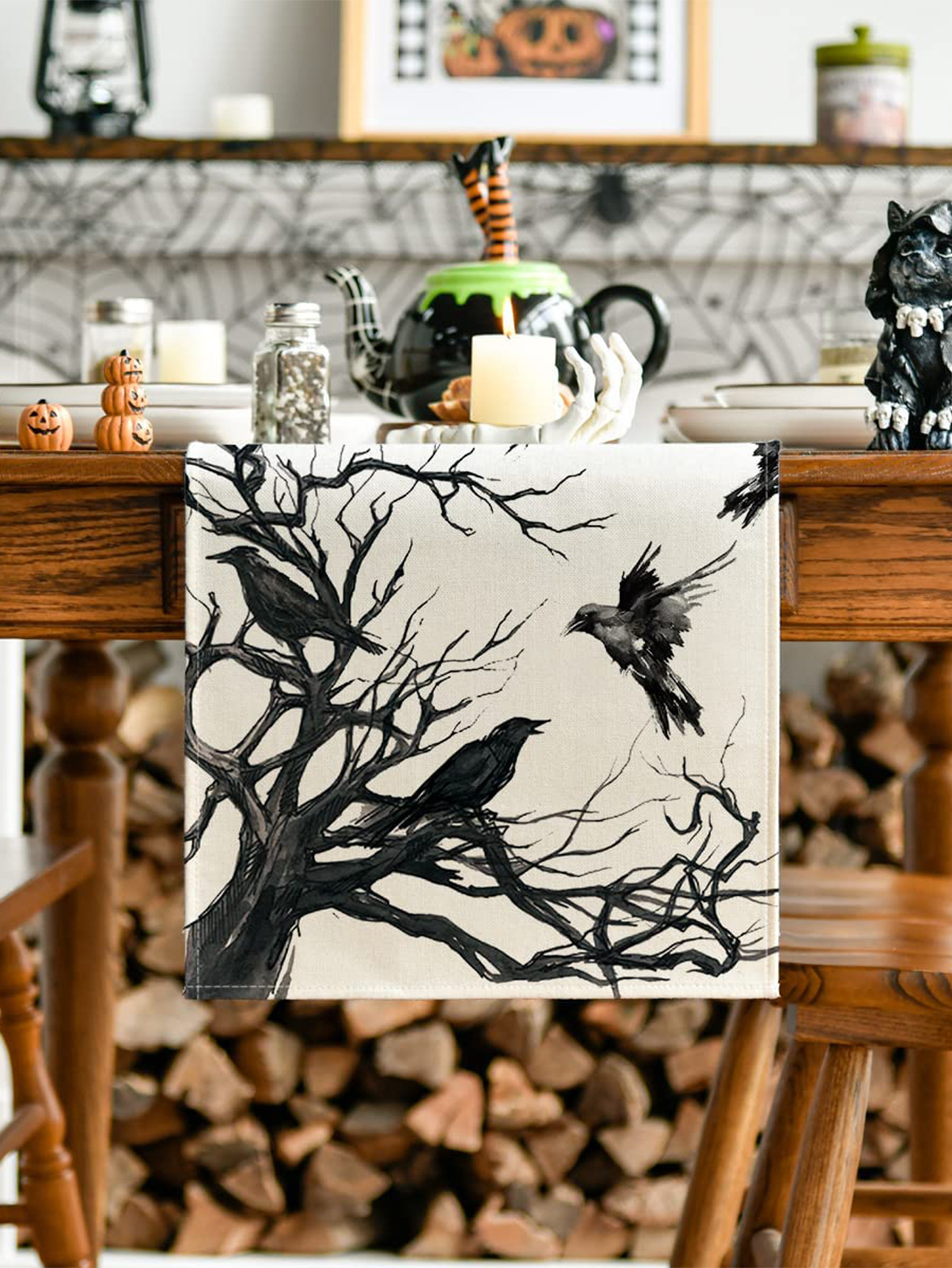 Toalha de mesa estampada de linho para festival de colheita de outono e natal, caminho de mesa de ação de graças, mesa de centro, mesa de jantar, adereços de vestir_voghion.com