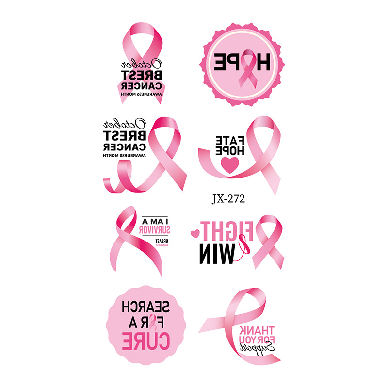 New pink ribbon tattoo stickers promotional activities pink love day disposable tattoo stickers waterproof