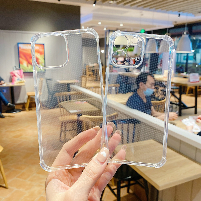 For iphone13 mobile phone case Apple 12 four-corner airbag anti-fall shell transparent tpu gold shell wholesale