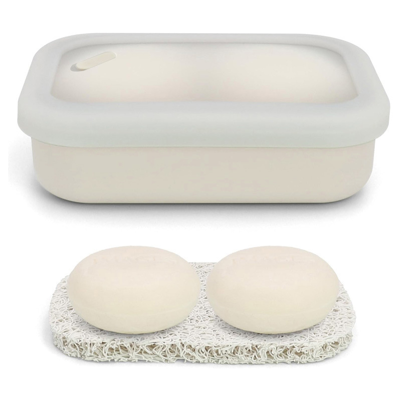 Cross-border New Portable Travel Silicone Soap Storage Box with Lid Leak-proof Soap Travel Non-slip Soap Container
