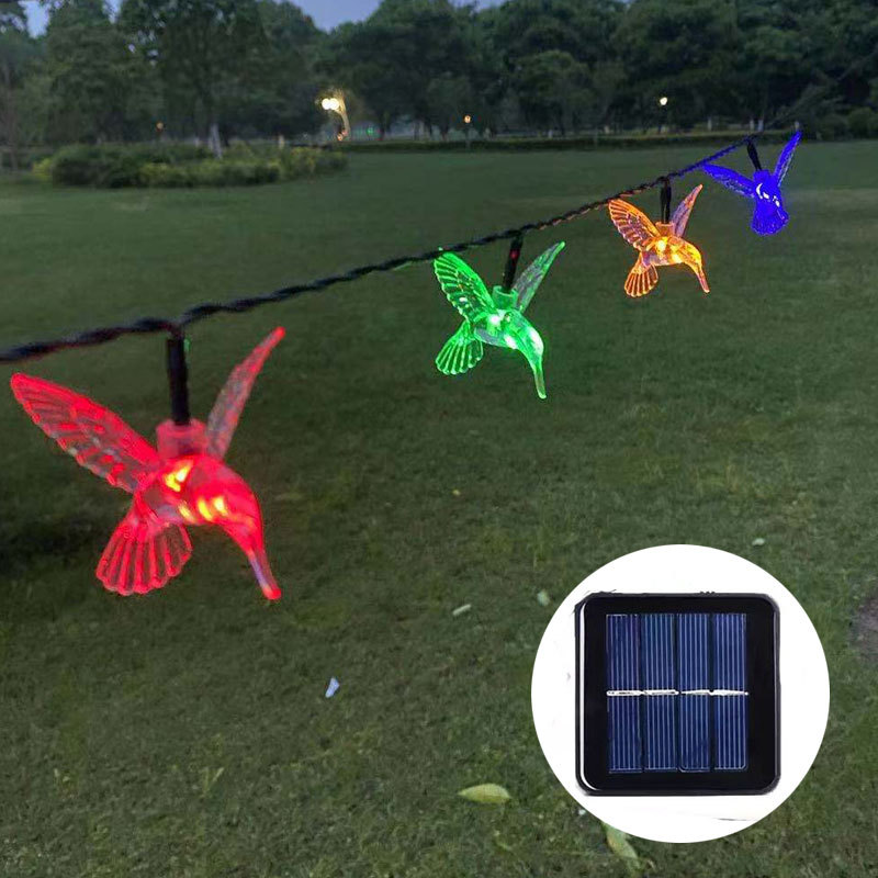 Factory hummingbird lights outdoor courtyard lawn solar led light string holiday decoration solar light string wholesale