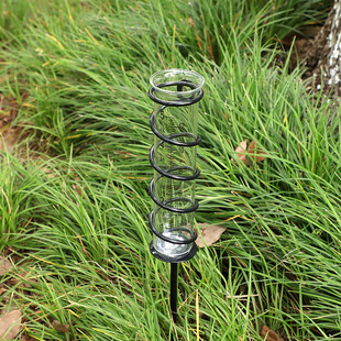 in stock spiral garden pile rain meter transparent glass tube 5 inch rain gauge lawn precipitation meter