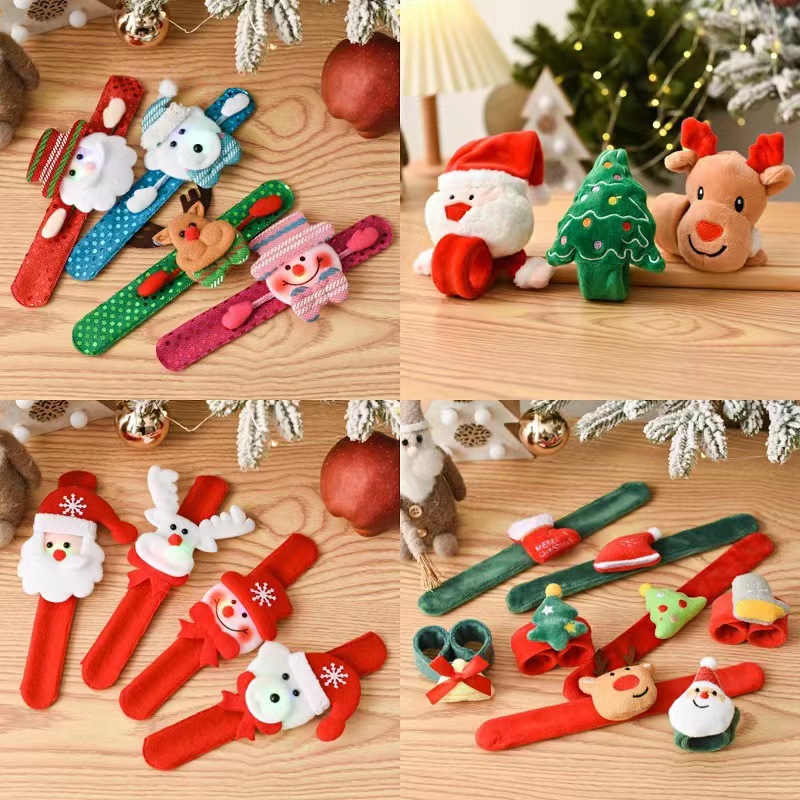 Creative Christmas Children's Gift Luminous Santa Claus Snowman Clap Ring Bracelet Christmas Gift Snap Ring