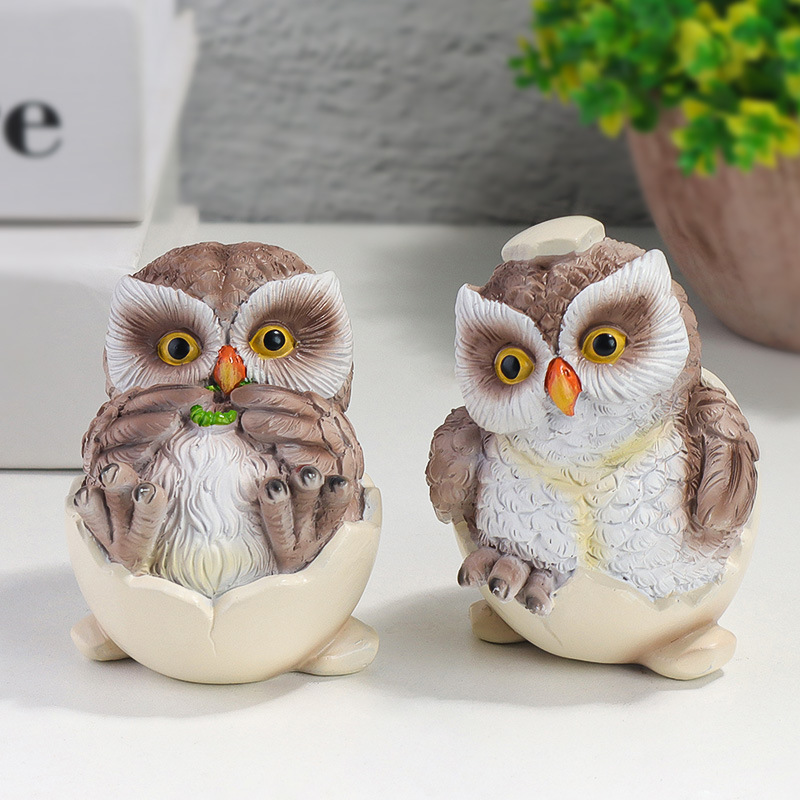 Creative Eggshell Owl Resin Crafts Small Ornaments Creative Home Decoration Holiday Gifts