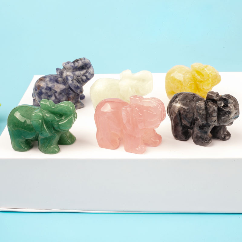 Cross-border Natural Jade Ornaments Elephant Dongling Jade Original Stone Semi-precious Stone Animal Crafts Crystal Carvings