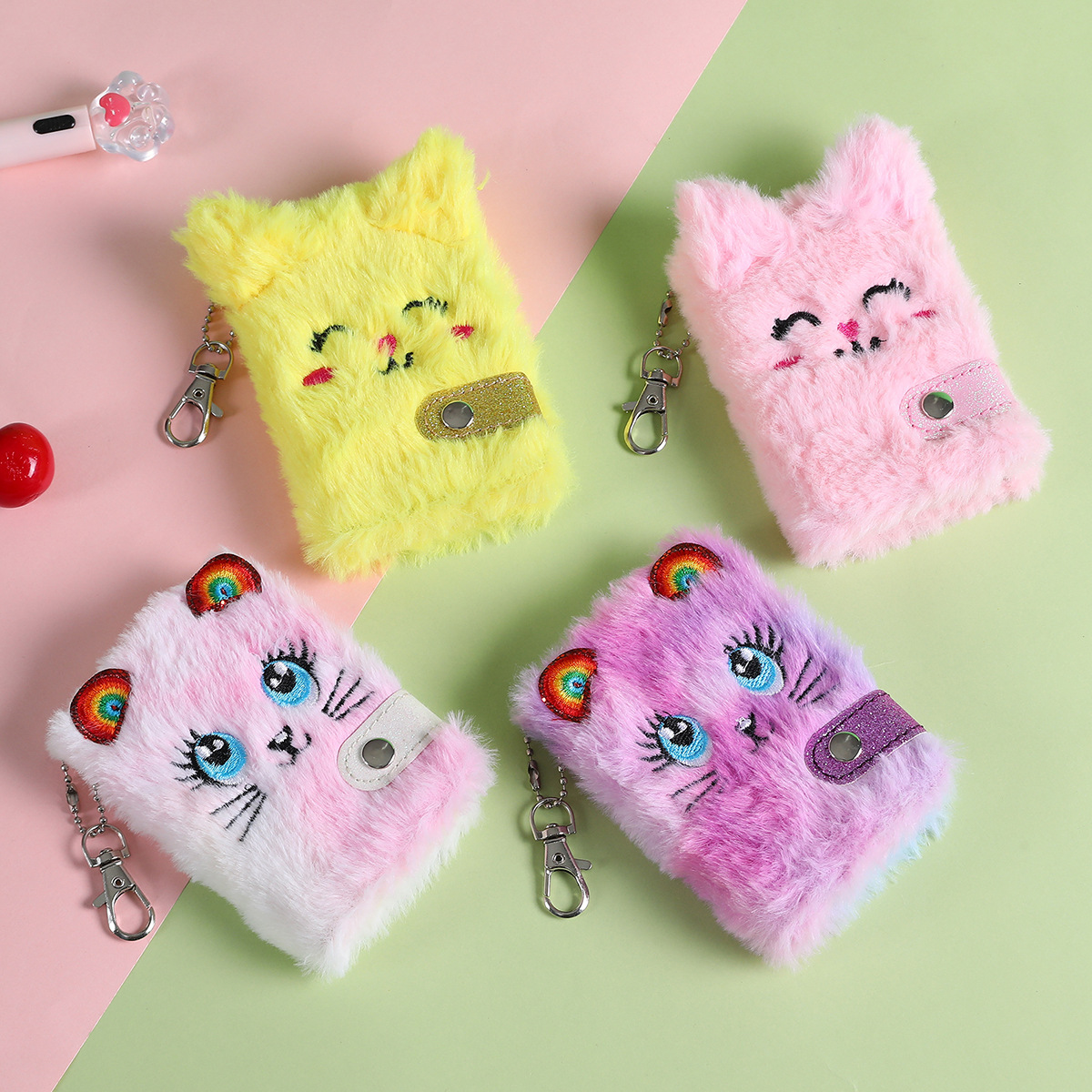 2021 New Cartoon Plush Hand Account Book Cute Cat Children's Writing Book School Bag Pendant Holiday Gift Book