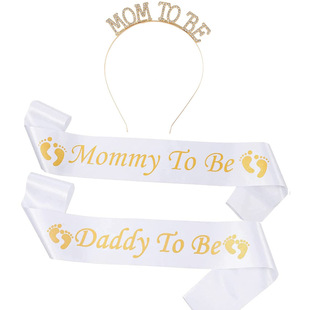 Yingyingpai pair mom to be satin shoulder strap headband suit mummy to be cloth with ceremonial belt