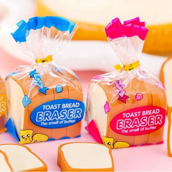Toast Bread Eraser Primary School Students Creative Food Modeling Eraser Funny Rubber Stationery Primary School Students Prizes