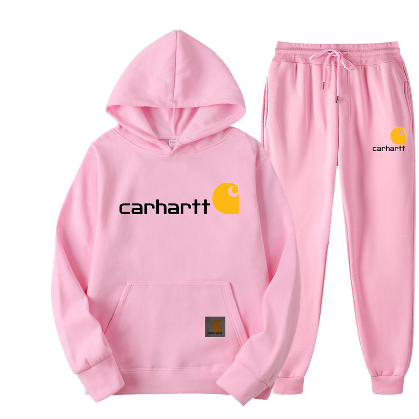 Cross-border Amazon tide brand carhartt letters mango printed sweater suit men's and women's fleece-lined hoodie wholesale
