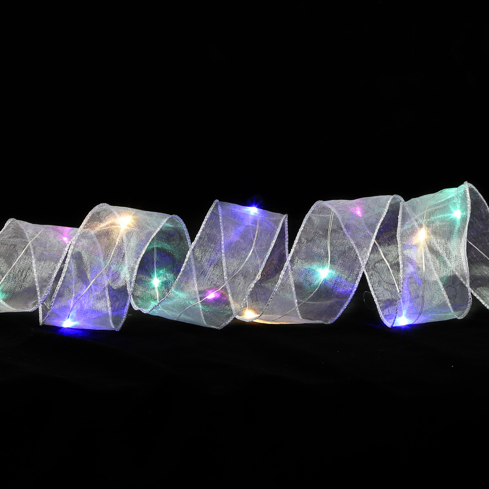 Home & Garden Christmas decoration 3.8cm mesh double layer Christmas ribbon party atmosphere layout ribbon led with light_voghion.com