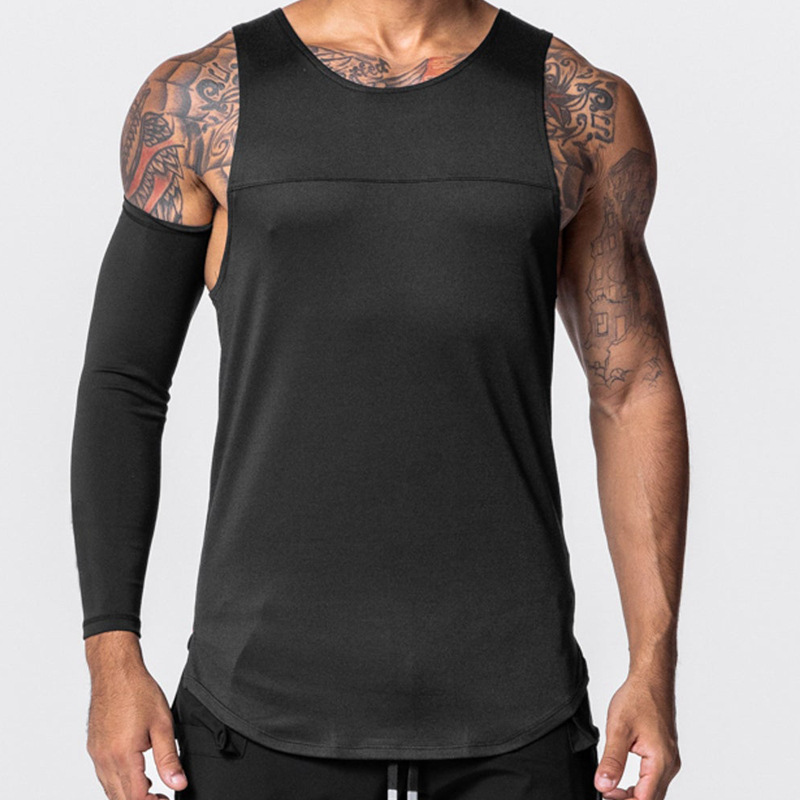 Crazy Muscle Men's Sports Vest Casual Quick-drying Breathable Stitching Waistcoat Loose Basketball Training Sleeveless T-shirt