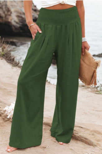 Women's Casual Pants Casual Style Cotton Handmade Mid-Waist 2025 Spring and Summer Amazon European and American Cross-Border Pants