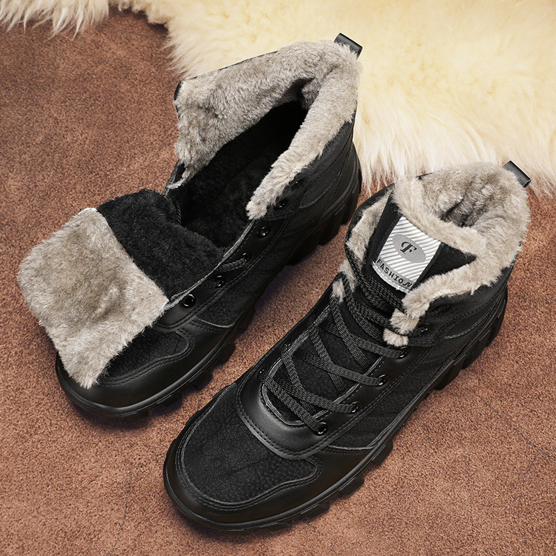 Men's shoes spring 2024 new high-top workwear Martin boots all-match warm cold-proof cotton-padded shoes fleece-lined thick snow boots
