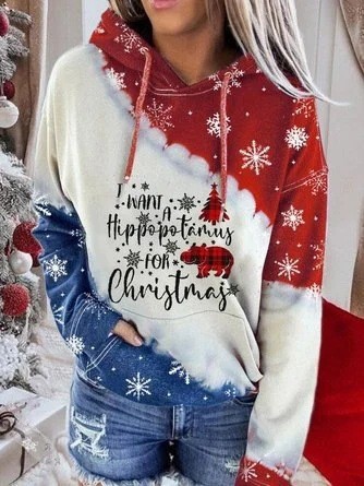 2024 European and American new sweater Christmas snowman car printing casual hooded collar Christmas series printed sweater
