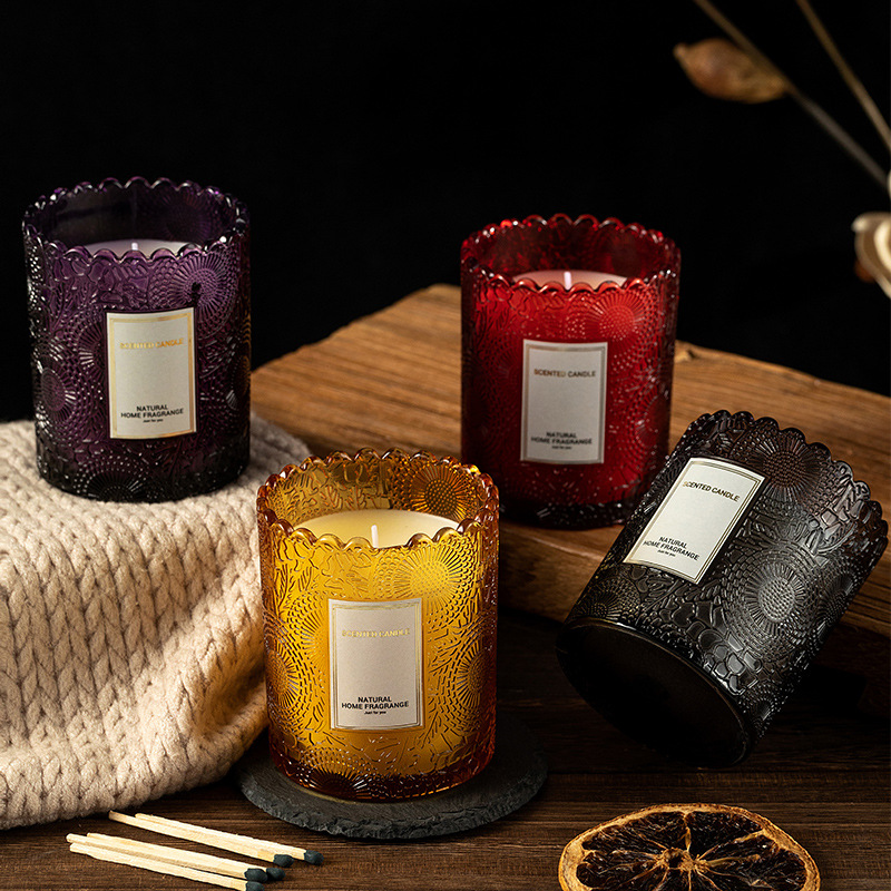 Solid Candle Romantic Glass Valentine's Day Birthday Gift Accompanying Gift Box Smokeless Soybean Wax Aromatherapy Candle Lamp
