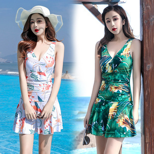Swimsuit women's conservative sexy skirt hot spring one-piece belly cover slimming 2024 new fashion small fresh slimming swimsuit