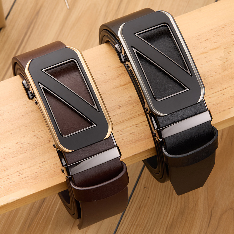 High-end Business Belt Belt Men's Top Layer Cowhide High-end Fashion Trendy Men's Automatic Buckle Belt Men's Genuine Leather