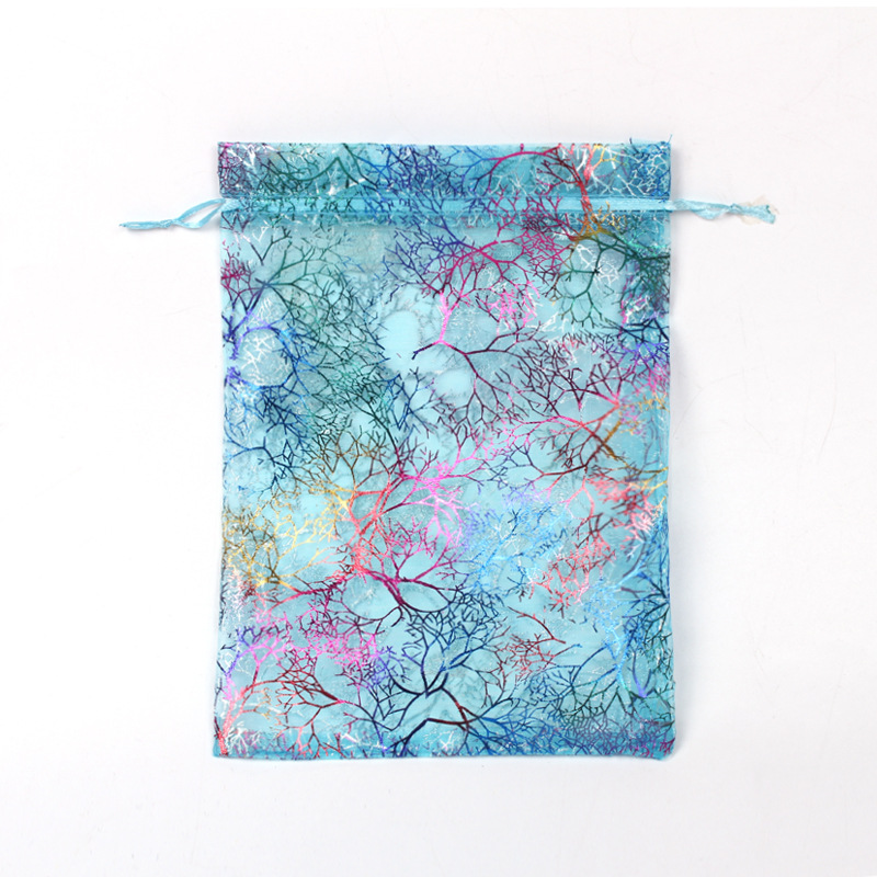 Factory in stock gilding colorful coral yarn bag drawstring drawstring mesh bag jewelry packaging candy bag wholesale