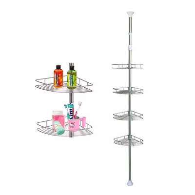 Cross-border Top-standing Stainless Steel Bathroom Rack Bathroom Corner Rack Tripod Toilet Storage Rack