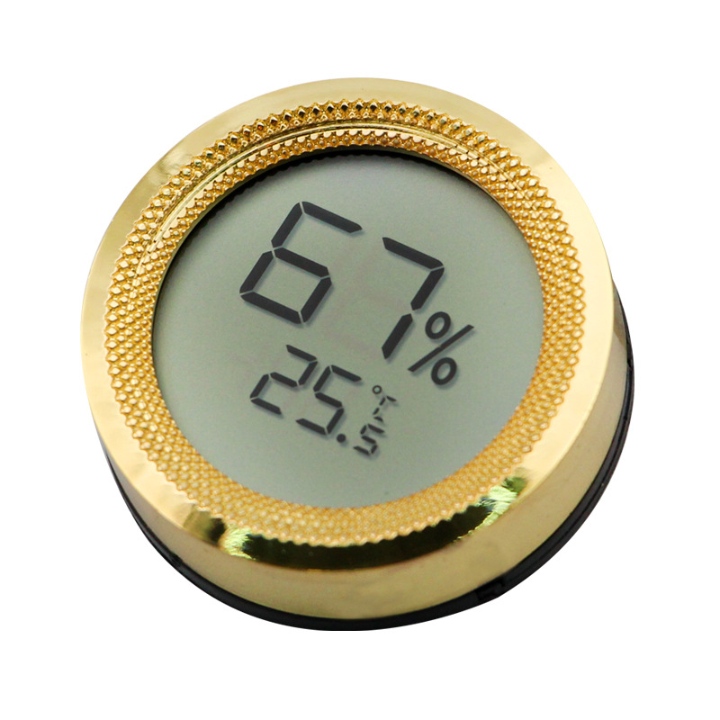 Electronic digital display thermohygrometer metal round thermometer hygrometer for cigar box