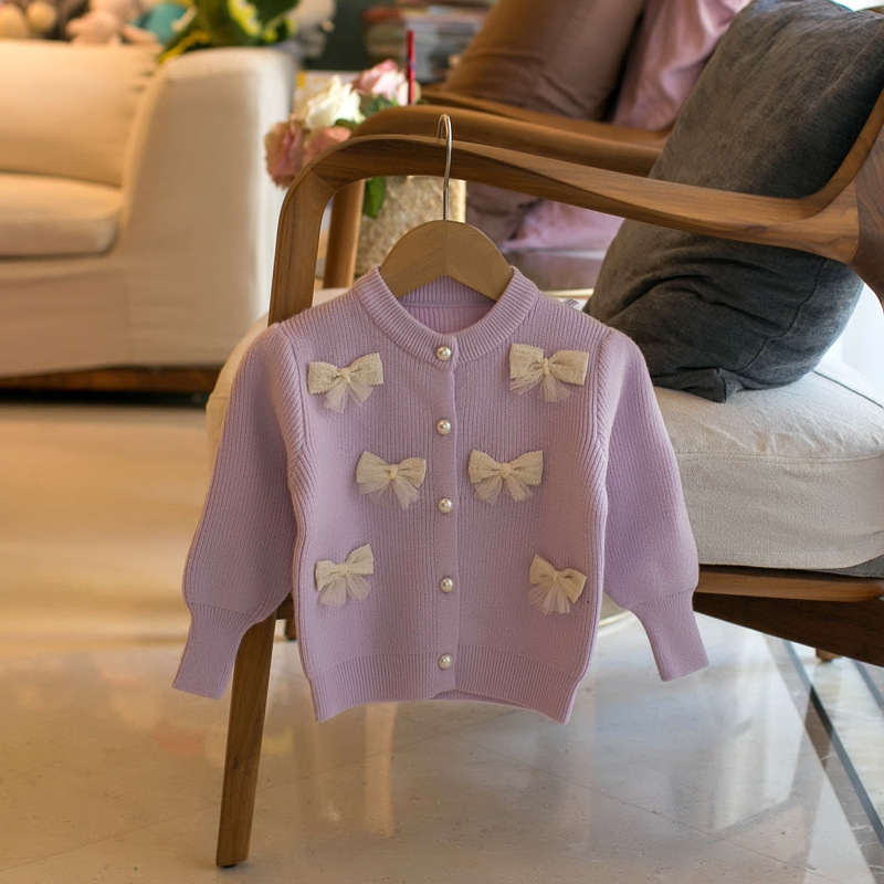 A generation of 2023 autumn new girls Bow cardigan sweater J412