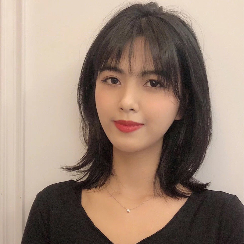 European and American Fashion Women's Wig Long Hair Buckle Clavicle Hair Cover Cross-border E-commerce Can Beveled Air Bangs Wig