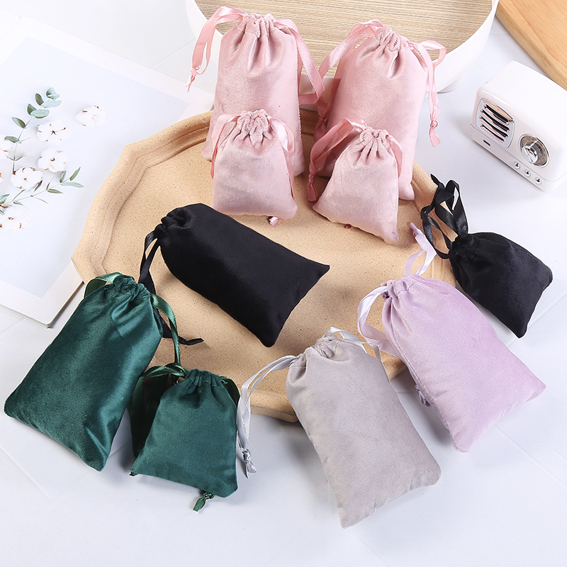 Lisi Velvet Drawstring Bag Jewelry Storage Packaging Bag Spot Printable logo Velvet Drawstring Pocket