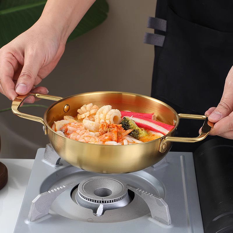 Stainless steel Korean-style dry pot, commercial double-ear seafood ramen pot, household instant noodle pot, soup and small hot pot