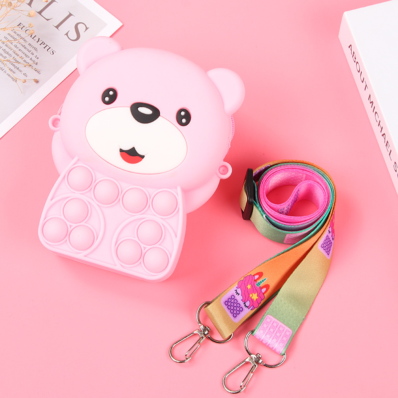 Cross-border Explosions Bear Silicone Coin Purse Children's Cartoon Crossbody Bag Bubble Unpacking Cute Toy Backpack