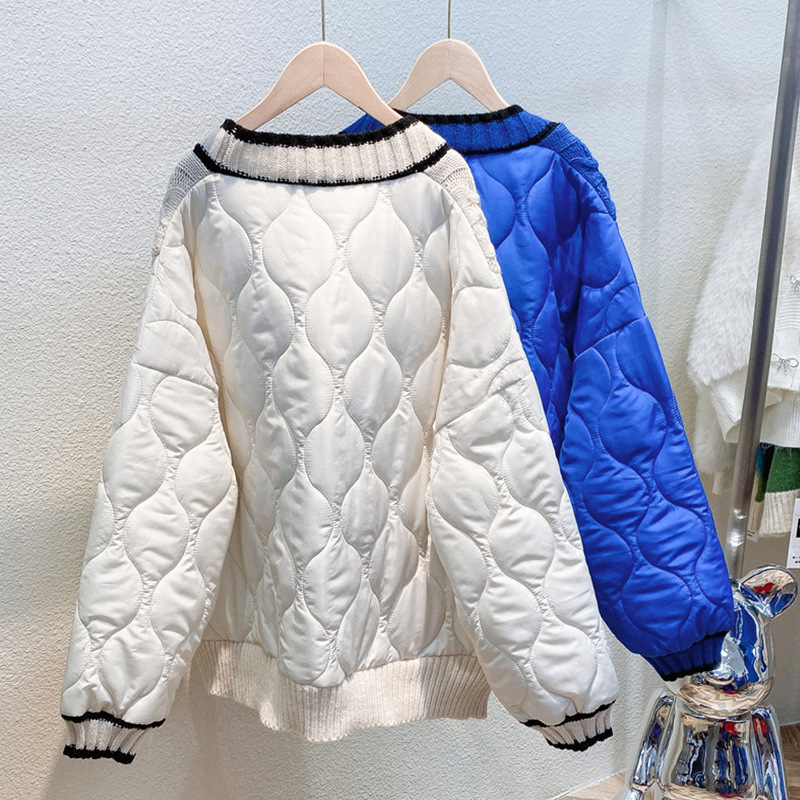 European Station Stitching Sweater Coat Women's 2024 New Autumn and Winter Wear Loose Lazy Style Thickened Knitted Cardigan Top