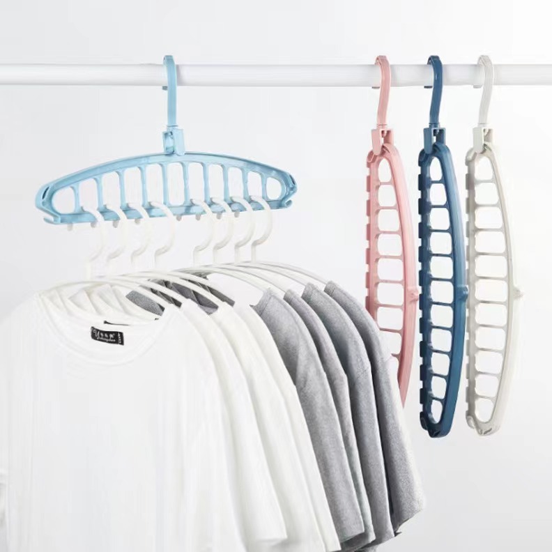 Multifunctional rotating hanger student dormitory household non-slip magic folding clothes hanger 11-hole hanger storage artifact