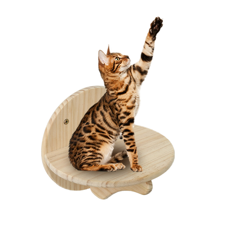 Solid Wood Wall Cat Climbing Rack Cat Climbing Platform Decorative Rack Small Jumping Platform Ladder Round Wall-mounted Cat Jumping Platform