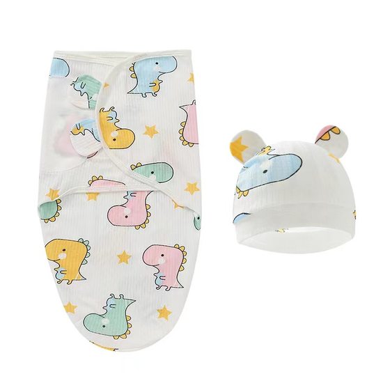 Foreign trade European and American newborn swaddling sleeping bag baby spring silkworm sleeping bag quilt anti-kick baby hat 8922025