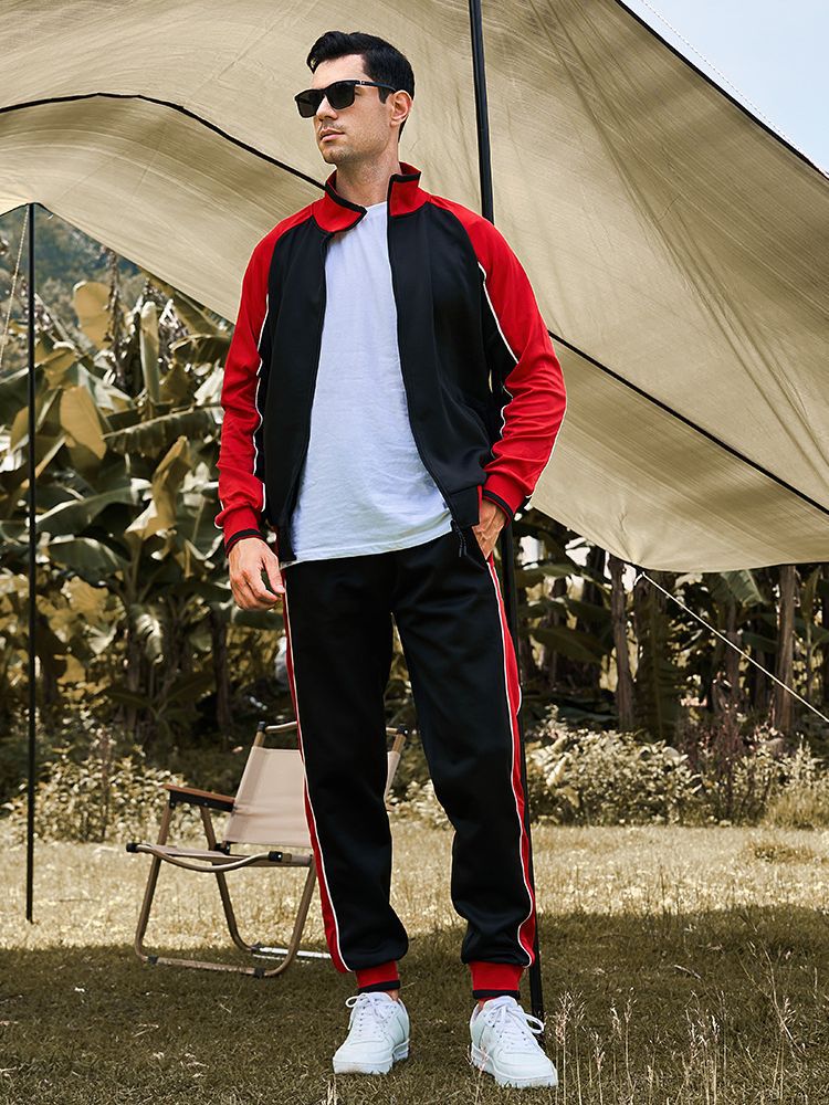 European and American men's suit autumn long sleeve sweater plus size sportswear men's two-piece sports leisure suit wholesale