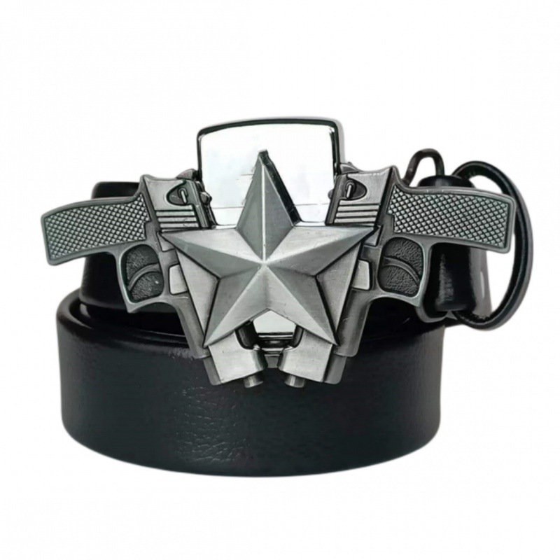 Men's Personality Lighter Belt Youth Trendy Student Nightclub Fashion Creative Personality Leather Defense Belt
