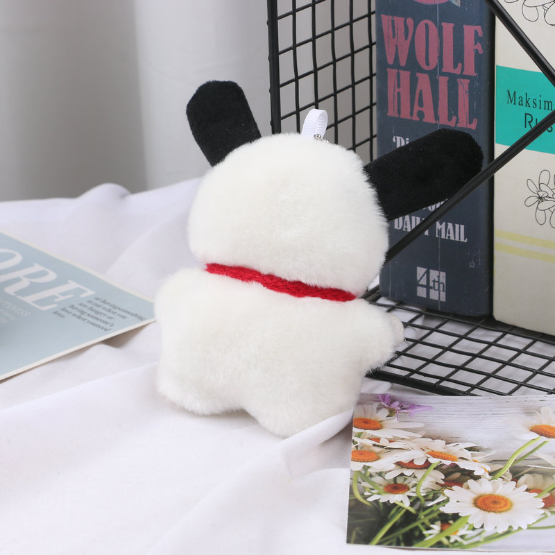 Net red plush black ear parchia dog wholesale cartoon keychain little red book with creative plush key pendant