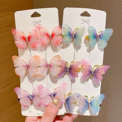 Butterfly hairpin girl princess cute Super fairy children's hair accessories headdress wholesale hairpin bangs clip side clip