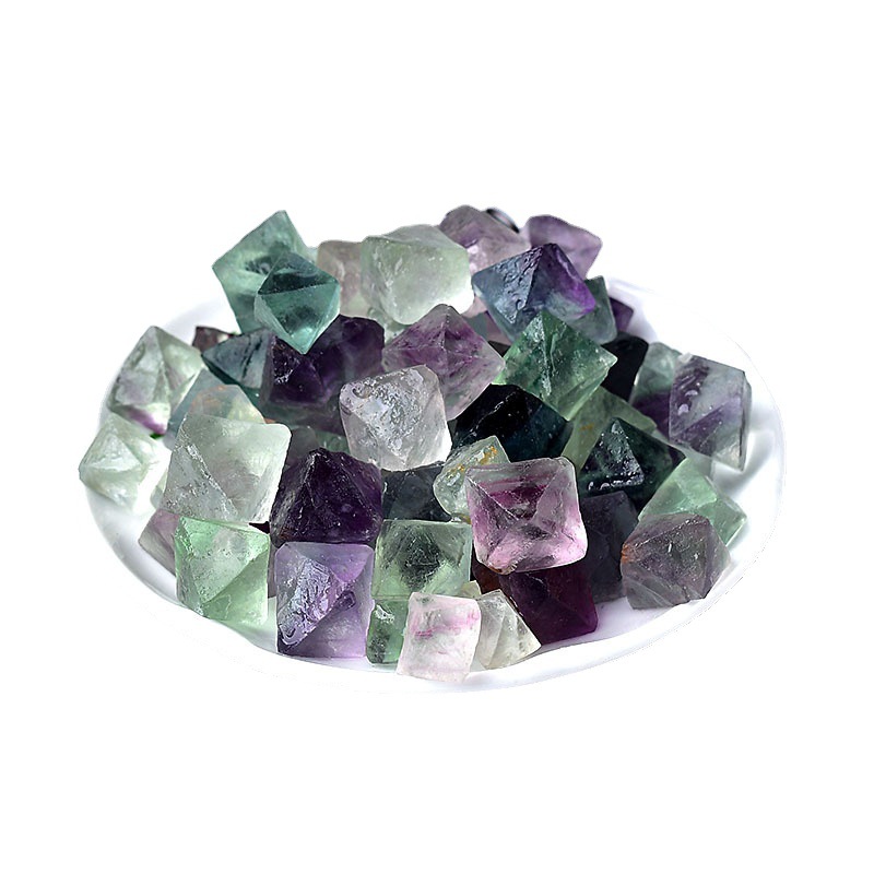 Color fluorite single crystal purple green blue white color fluorite octahedral stone 1-4cm