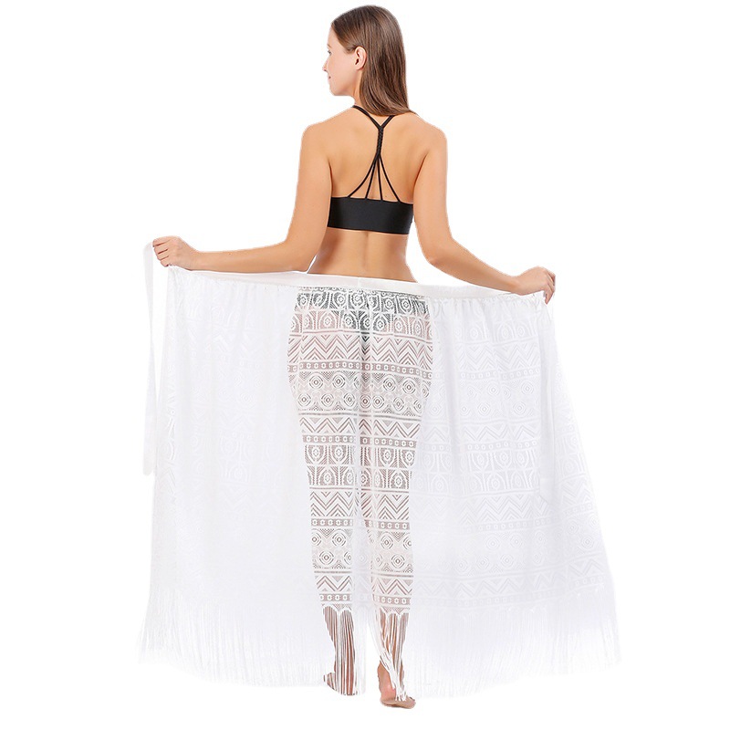 Cross-border New Large Size Lace Beach Dress European and American Style Strap Beach Wrap Dress Bikini Blouse Sunscreen Shawl