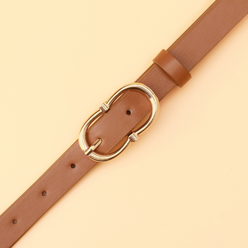 New fashion all-match women's belt high-grade alloy pin buckle imitation leather belt Women's decorative jeans thin belt