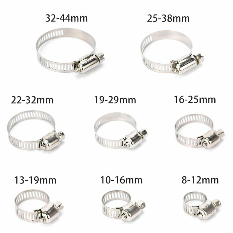 Cross-border 80/81PCs boxed stainless steel clamp throat pipe clamp pipe joint single-ear American pipe clamp set