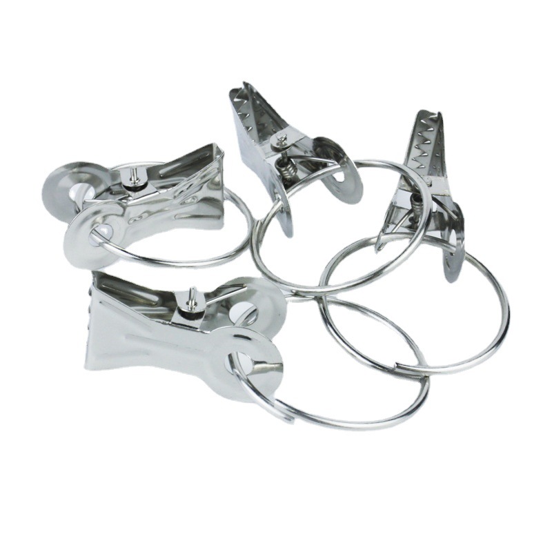 Curtain clip with ring Roman ring silver metal clip integrated with serrated