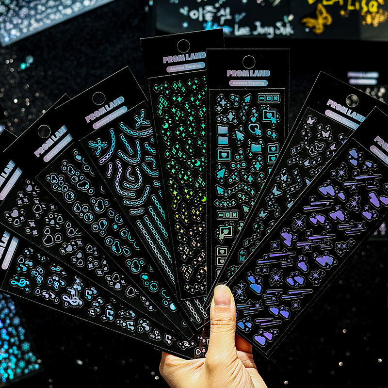 Starry Laser Stickers Creative Children's Hand Account Stickers pet Stickers Love Material Goo Card Sticker Set
