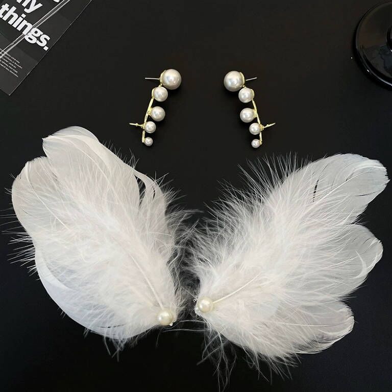 White Swan Feather Headwear Ballet Princess Hairpin Bride Wedding Clip Hair Accessories Wedding Accessories Bridesmaid Side Clip_voghion.com