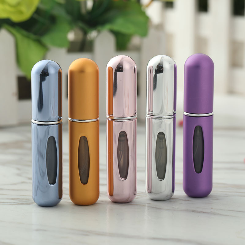 Spot round head perfume bottled 5ml bottom filling mini press spray travel portable travel Self-pumping