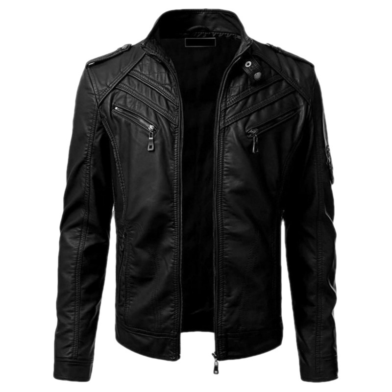 Cross-border supply 2022 winter foreign trade new leisure foreign trade leather men's European stitching collar jacket coat P100