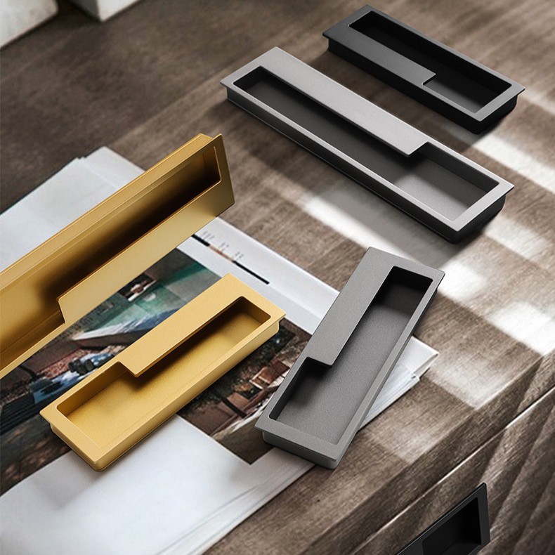 Modern minimalist embedded aluminum alloy wardrobe cabinet door handle/bedroom wardrobe anti-collision embedded small pull