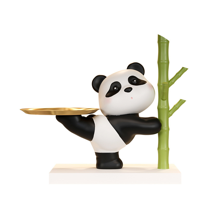 Cute panda decoration key storage living room home decoration creative gift wine cabinet entrance tray