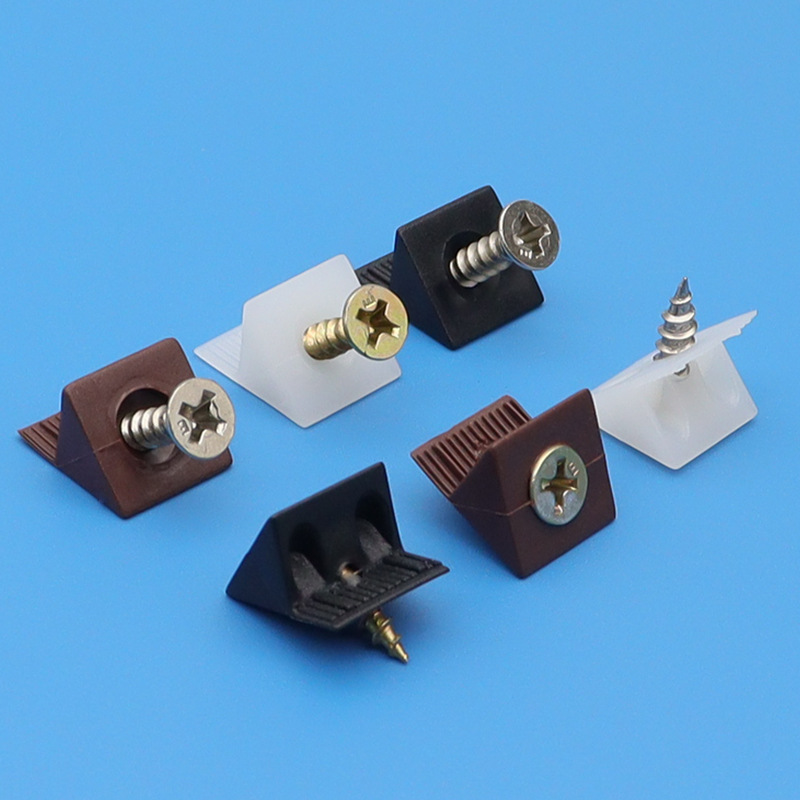Minggu manufacturers with self-tapping screws White Black back plate buckle wardrobe cabinet plate holder plastic corner code